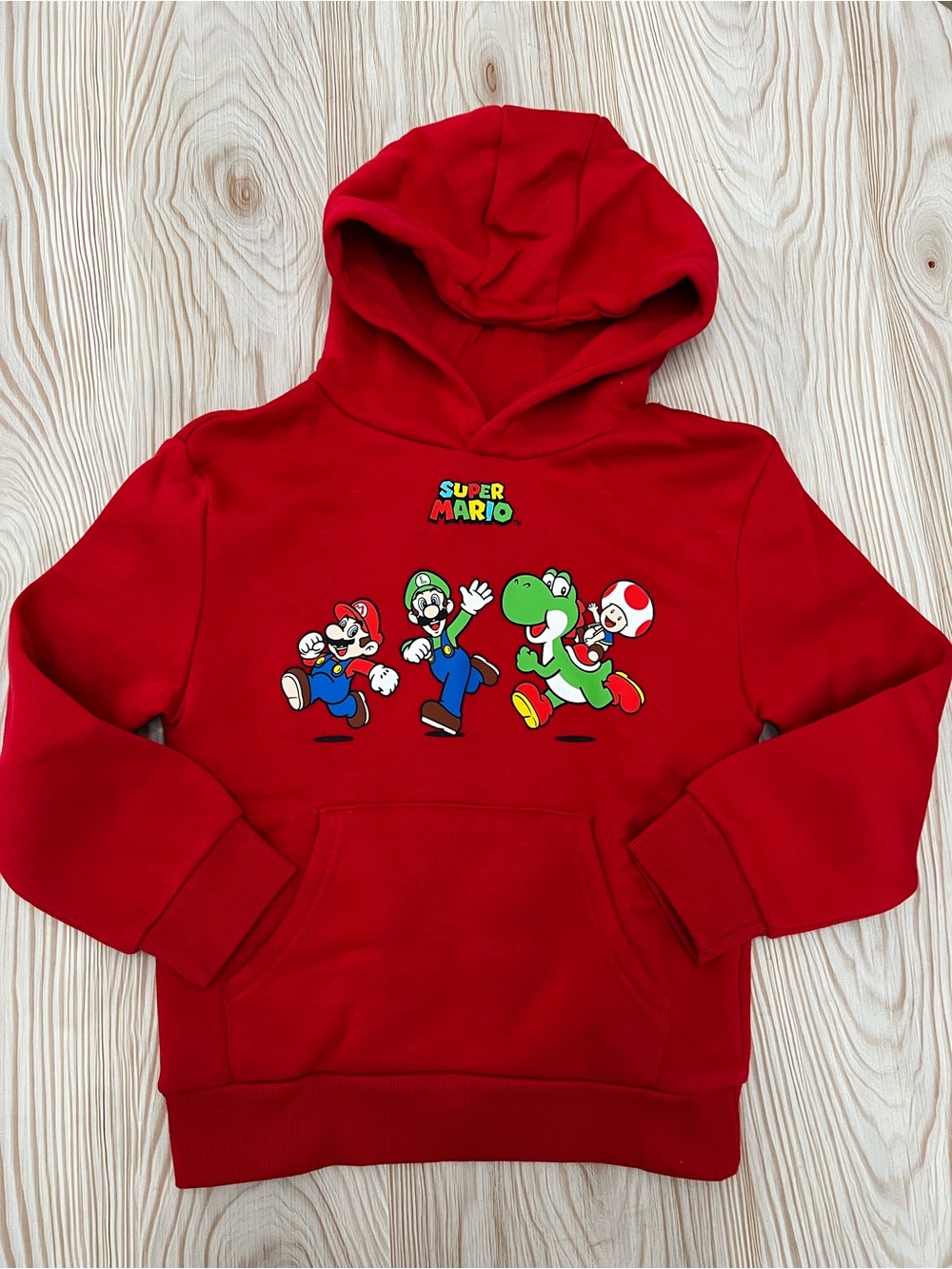 Super Mario Kids Red Hoodie Sweatshirt Mario Luigi Yoshi Toad Boys size 4-5 year